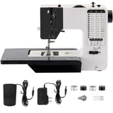 1 x RAW Customer Returns Portable Sewing Machine with Extension Table, Professional Sewing Machine, Portable Sewing Machine with 38 Sewing Programs, 2 Speeds with Pedal, Automatic Sewing - RRP €103.79