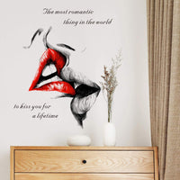 1 x RAW Customer Returns WandSticker4U - HOT KISS wall sticker red black 50x83 cm I decorative stickers sexy lips romantic love I wall sticker living room kitchen bathroom hallway adult bedroom - RRP €11.6