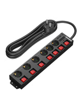 1 x RAW Customer Returns DEWENWILS power strip individually switchable, 6-way power strip with switch, multiple socket with surge protection, child safety lock, 90 rotated, 5M, black - RRP €28.99