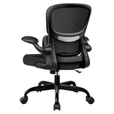 1 x RAW Customer Returns Razzor office chair, ergonomic desk chair with lumbar support and fold-up armrests, rocking function, height-adjustable swivel chair with breathable mesh, black - RRP €139.99