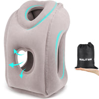 1 x RAW Customer Returns Maliton travel pillow, neck pillow airplane inflatable, foldable portable comfortable travel pillow, supports the head and protects the cervical spine neck pillow for airplanes, trains, car journeys, gray - RRP €20.44