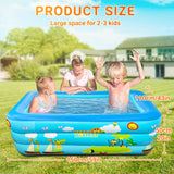 1 x RAW Customer Returns Jiosdo paddling pool - 150cm large inflatable children s pool, family pool, baby pool, children s paddling pool, rectangle family swimming pool with inflatable soft floor for summer, water fun blue  - RRP €17.75