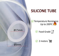 1 x RAW Customer Returns Flexible silicone tube 3mm Dext x 1.5mm Dint, flexible silicone tube, transparent food hose, high and low temperature tube -60 C to 200 C FDA 2 meters - RRP €7.87