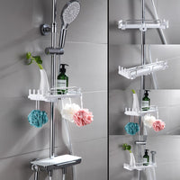 4 x Brand New seOSTO Expandable Shower Shelf No Drilling, Shower Organizer Premium Shower Holder, Kitchen Storage Accessory for Towels, Cups, Shower Gel White  - RRP €103.96