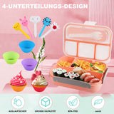 1 x RAW Customer Returns Bento Box 1300ML, lunch box for children with 4 compartments, leak-proof lunch box for children and adults, lunch box with spoon, BPA free lunch box, breakfast box suitable for microwaves and dishwashers - RRP €8.66