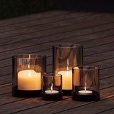 1 x RAW Customer Returns draadwerk candle holder Set of 4 table decoration lanterns Tealight glasses Powder-coated metal darkened glass For home balcony Atmospheric ambience Black Black  - RRP €30.16