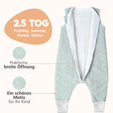 1 x RAW Customer Returns Winter sleeping bag with feet 2.5 tog - 100 organic cotton OEKO-TEX certified pollutant-free - winter sleeping bag with feet - pijama green, 70 cm  - RRP €25.7