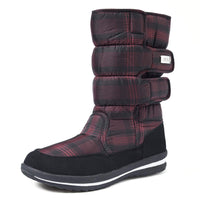 1 x Brand New Shenji women s snow boots with non-slip sole, half boots, check winter boots, classic H9489, black red 40 - RRP €47.3