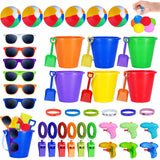 6 x Brand New Holady 48pcs Pool Toys for Kids,Beach Balls in Bulk,Sand Buckets and Shovels,Kids Sunglasses in Bulk,Beach Summer Toys and More for Beach Pool Party Gifts - RRP €60.42