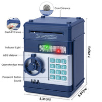 1 x RAW Customer Returns Highttoy safe for children 3-12 years, electronic money box for children with code, ATM savings box, ATM saving bank password piggy bank, money box, gifts for boys, dark blue - RRP €27.06