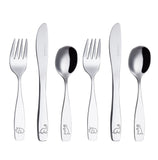 1 x RAW Customer Returns EXZACT children s cutlery 6 pieces made of stainless steel dishwasher safe engraved cutlery - 2 x forks, 2 x safety knives, 2 x tablespoons - dinosaur 6 pieces dinosaur  - RRP €9.99