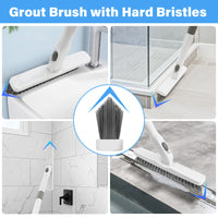 1 x RAW Customer Returns 3 in 1 scrubber with handle, scrubber shower cleaning brush 130.81CM removable long handle stiff bristles for bathroom, bathtub, kitchen, toilet wall, glass baseboard, tiles - RRP €22.99