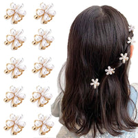 4 x Brand New Pack of 10 pearl hair claw clips, pearl small hair clips, mini flower hair clip, flower pearl hair clip, pearl small hair clip, for women, girls, birthday, wedding party, holiday - RRP €47.56