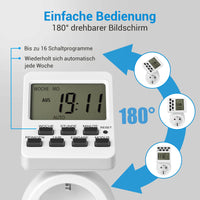 1 x RAW Customer Returns DEWENWILS timer socket, digital timer German version with 16 switching programs, countdown function, 180 rotatable display, digital timer socket for aquarium 2 pieces - RRP €21.17