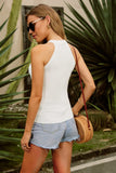 1 x Brand New CURLBIUTY Women s Halterneck Knitted Tops Elegant Sleeveless Crew Neck Summer Tank Top Casual Vest White XL - RRP €22.07