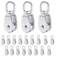 4 x Brand New Kleagary 20pcs Stainless Steel Single Pulley Block M15 Steel Wire Rope Crane Pulley Block Small Pulley Lifting Pulley - RRP €96.0