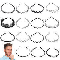 3 x Brand New 15 Pieces Metal Wave Headband Hairbands for Men Women, VASZOLA Unisex Black Spring Wave Headband Hairbands Hair Accessories Headband Accessories for Outdoor Sports Yoga - RRP €48.39