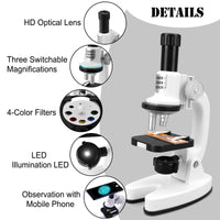 1 x RAW Customer Returns deAO children s microscope, junior beginner s microscope with LED lighting and color filter with 3x magnification, toy for experiments - RRP €21.62