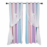 1 x RAW Customer Returns YISURE Hookless Curtains for Children s Room Girls, Colorful Heat-Insulating Blackout Curtain Window Noise Protection with Hollow Stars Children s Curtains, Width 132 x Height 213cm x Set of 2 - RRP €39.31