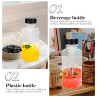 3 x Brand New Mobestech 8 Empty Plastic Juice Bottles with Caps 300ML Reusable Water Bottles Clear Drink Containers with Black Lids for Juice Drinks and Others - RRP €57.6