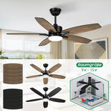 1 x RAW Customer Returns Mefine ceiling fan with lighting and remote control, quiet, 106 cm ceiling fans with LED lamp with 5 wooden fan blades, wood grain black, timer, for bedroom, living room - RRP €159.99