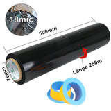 1 x RAW Customer Returns 500mmx300m stretch film black stretch film roll 1 piece - wrapping film - hand stretch film packaging material - packaging film on a roll - films for moving, BOMEI PACK - RRP €25.0