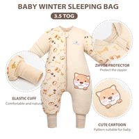 1 x RAW Customer Returns MIKAFEN baby sleeping bag long sleeve with feet 3.5 tog winter, children s winter sleeping bag with legs, Puppy baby height 90-100cm - RRP €33.99