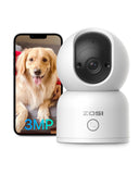 1 x RAW Customer Returns ZOSI 2K WiFi Indoor Surveillance Camera, 360 Rotatable Indoor Camera for Baby, 2.4 5Ghz WiFi, AI Person Detection, Auto Tracking, One-Touch Call, C518 - RRP €29.57