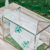 1 x RAW Customer Returns NCYP 26x15x20cm Silver Glass Card Box with Slot and Lock for Birthday Party, Handmade Geometric Card Holder, Home Decoration, Plant Terrarium Only Glass Box and Lock  - RRP €49.99