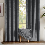 1 x RAW Customer Returns EMEMA 2 pieces blackout curtains, velvet curtains, opaque curtain with eyelets, thermal curtain, eyelet curtain, blackout curtains for bedroom, living room, 140 x 175 cm W x H grey - RRP €36.29