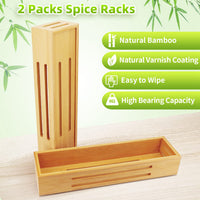 5 x RAW Customer Returns SAUNNIHEN Bamboo Spice Rack No Drilling, Pack of 2 Spice Rack Wall, Spice Holder Can Be Used on Cabinet Doors, Refrigerator, Standing or Hanging, Self-Adhesive or Drilled Assembly - RRP €114.9