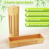 5 x RAW Customer Returns SAUNNIHEN Bamboo Spice Rack No Drilling, Pack of 2 Spice Rack Wall, Spice Holder Can Be Used on Cabinet Doors, Refrigerator, Standing or Hanging, Self-Adhesive or Drilled Assembly - RRP €114.9