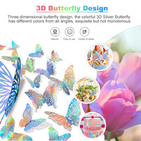 6 x Brand New VCRANONR 60 pieces 3D butterflies paper with shiny decorative butterfly removable butterfly wall decoration 5 types of butterfly stickers for wall tattoos, wedding party glitter decoration - RRP €40.68