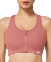 1 x RAW Customer Returns Yvette Sports Bra Strong Support Front Closure Large Size Mesh Racer Back for Running Jogging Riding Pink L Large Sizes - RRP €29.23