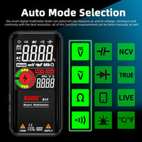 1 x RAW Customer Returns BSIDE Digital Multimeter, Color LCD Display with 3 Results, 999 Counts, Voltmeter, Rechargeable with Smart Mode, Capacitance Ohm, Hz, Diode, Duty Cycle, Live Check, Voltage Tester, Black - RRP €45.99