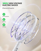 1 x RAW Customer Returns Buzbug Electric Fly Swatter, 3800V, 2-in-1 Electric Fly Swatter, USB Charging Station, 1500mAh Rechargeable Battery, LED Light, 3-Layer Protective Net, White - RRP €14.11