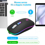 1 x RAW Customer Returns HOTLIFE Wireless Mouse for Laptop, Bluetooth Mouse with 3 DPI for Office Home, 2.4 GHz Rechargeable Mouse Ergonomic 7-Color RGB Compatible with Windows Mac OS Android iPad Black  - RRP €14.99