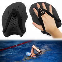 1 x RAW Customer Returns Unisex Adult Swimming Training Device Children Hand Paddle Training Tool Hand Paddle for Swimming, Adjustable Swimming Paddle Forearm Strength Training Aid Pool Exercise Device Accessories Black  - RRP €12.95