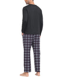 1 x RAW Customer Returns MoFiz Men s Long Pajamas Winter Soft Comfortable Sleepwear Pajama Set Long Sleeve T-shirt and Plaid Pajama Pants Pockets Black EU 4XL - RRP €34.99