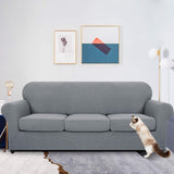 1 x RAW Customer Returns MAXIJIN Stretch Sofa Cover 3 Seater Thick Couch Cover with Separate 3 Pillow Cases Protective Sofa Cover for Living Room with Elastic Bands and Foam Rods 3 Seater, Light Grey  - RRP €39.34