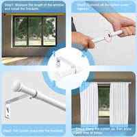 12 x Brand New INFLATION Curtain Rods - Heavy Duty Outdoor Curtain Rods 76 to 116 cm - 1.6 cm Adjustable Matte White Curtain Rods for Patio, Sliding Glass Door, Living Room, 2 Pack - RRP €290.28