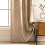 1 x RAW Customer Returns MIULEE Curtains with Eyelets Gold Velvet Curtains Opaque Eyelets Foil Print Curtains Gold Eyelet Curtains for Bedroom Living Room Set of 2 140 x 280 cm W x H Brown - RRP €22.61