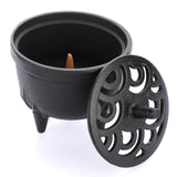 1 x RAW Customer Returns SUMNACON Cast Iron Incense Burner with Lid Incense Stick Holder Incense Bowl Incense Container Home Decoration for Bedroom Yoga Living Room Gift Black  - RRP €18.99