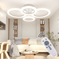 1 x RAW Customer Returns RUYI Modern LED Ceiling Light Dimmable with Remote Control 4 Ring Ceiling Light 48W 4400LM, Ceiling Lamp for Living Room, Bedroom, Kitchen, Hallway, Balcony, Dining Room, White, 2800-7000K - RRP €84.99