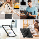 1 x RAW Customer Returns SEYMAC Case for iPad Pro 12.9 inch 2022 2021 2020 2018 6th 5th 4th 3rd Generation Shockproof Case with 360 Rotating Hand Strap Stand Adjustable Shoulder Strap Screen Protector Pen Holder, Black - RRP €34.99