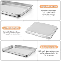 1 x RAW Customer Returns Baking tray with cooling rack, Joyfair stainless steel large oven tray cake tray and cake rack set, 31.6 x 24.5 x 2.5cm, rectangular baking pan and cooling rack for baking roasting cooling, dishwasher safe - RRP €18.0