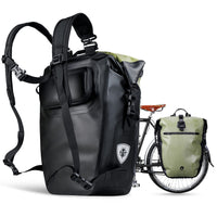 1 x RAW Customer Returns WILDKEN 3 in 1 bicycle bag for luggage rack, 100 waterproof bicycle frame bag, multifunctional bicycle backpack rear bag side bag shoulder bag back seat bag commuter bag green  - RRP €59.99