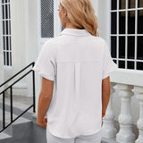 1 x RAW Customer Returns Decorie Blouse Women Summer Women s Blouses Short Sleeve Tops Women s Shirt Elegant Shirt Blouse Casual Blouse Shirt Light Summer Blouses White, M  - RRP €17.99