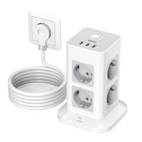 1 x RAW Customer Returns TESSAN Ladron Flat Plugs, Multiple 8-Outlet Plugs with 3 USB, Surge Protection Power Strips, 2 Meter Plug Extension, Vertical Power Strips with Switch for the Home, 3600W - RRP €37.99