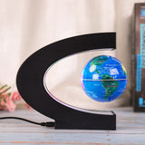 1 x RAW Customer Returns Magnetic Floating Globe with Colored LED Lights C Shape Anti-Gravity Maglev Rotating World Map for Gift Home Office Desk Decoration With Switch, Blue  - RRP €31.99